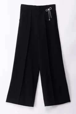 Elisabetta Franchi Bambina Pantalone In Crepe con Fiocco e StrassBLACK