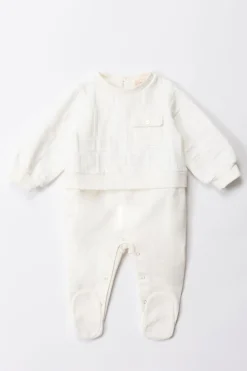 Elisabetta Franchi Bambina Tutina In Felpa con Logo EmbossedIVORY/IVORY