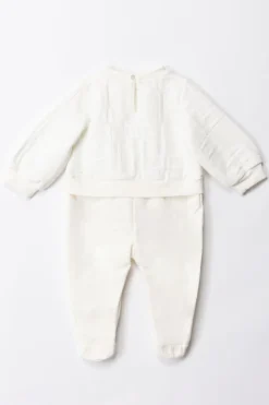 Elisabetta Franchi Bambina Tutina In Felpa con Logo EmbossedIVORY/IVORY