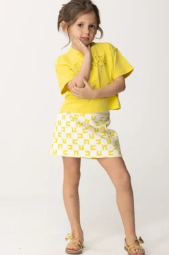 Elisabetta Franchi Bambina T-shirt con Ricamo Lettering e CharmCEDAR