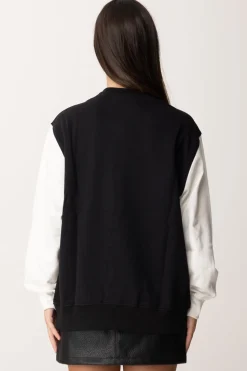 Elisabetta Franchi Bambina Felpa Oversize con Stampa Logo In Stile CollegeNERO/AVORIO/RIC