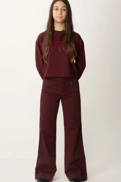 Elisabetta Franchi Bambina Pantalone Gamba Dritta con Placca LogoROUGE NOIR