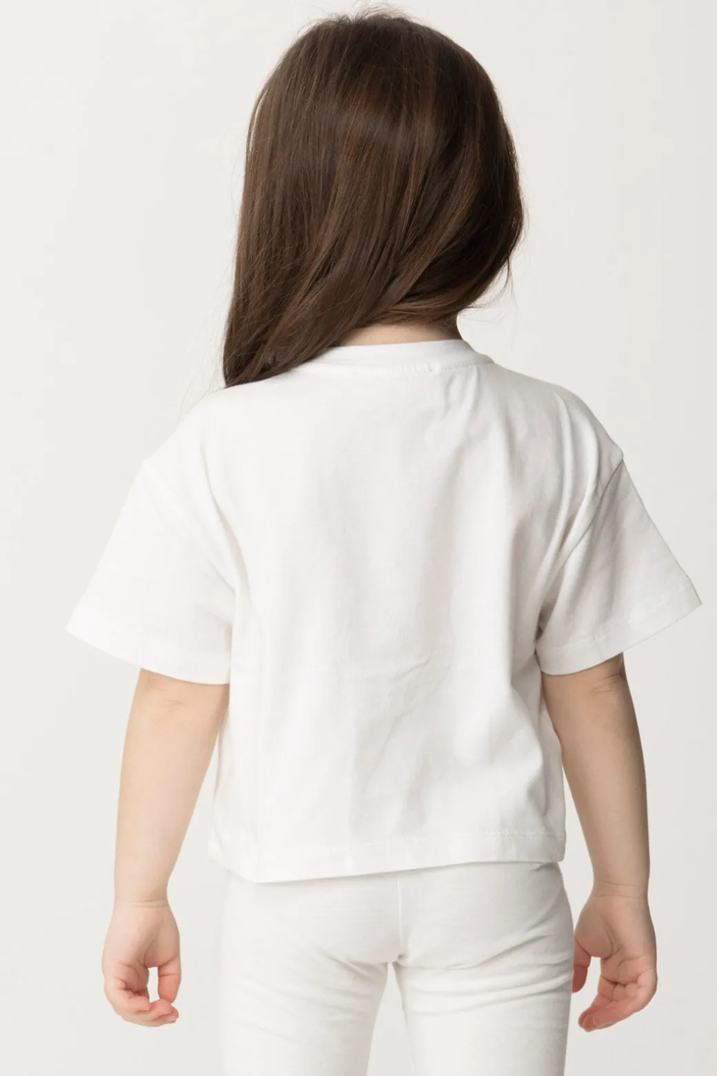 Elisabetta Franchi Bambina T-shirt con Ricamo StemmaLIGHT CREAM