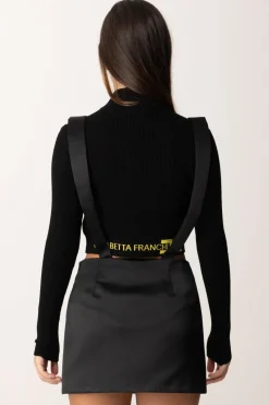 Elisabetta Franchi Bambina Minigonna con Bretelle e FioccoNERO