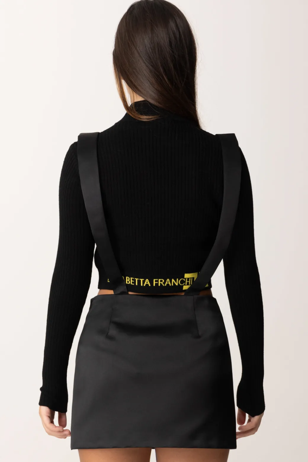 Elisabetta Franchi Bambina Minigonna con Bretelle e FioccoNERO