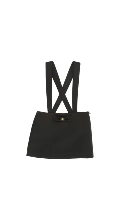 Elisabetta Franchi Bambina Minigonna con Bretelle e FioccoNERO