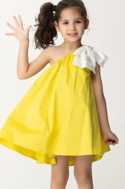 Elisabetta Franchi Bambina Abito Prendisole Monospalla con FioccoCEDAR/IVORY