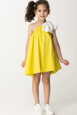 Elisabetta Franchi Bambina Abito Prendisole Monospalla con FioccoCEDAR/IVORY