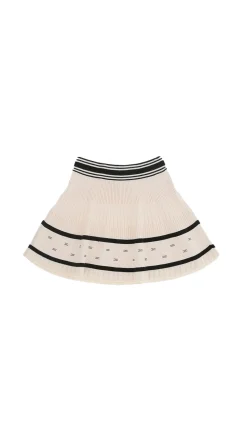 Elisabetta Franchi Bambina Minigonna In Maglia con Applicazione StrassBURRO-NERO/NERO