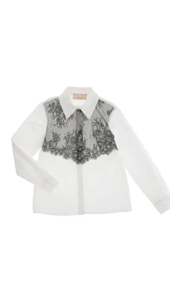 Elisabetta Franchi Bambina Camicia con Inserto Bustino In PizzoAVORIO/NERO
