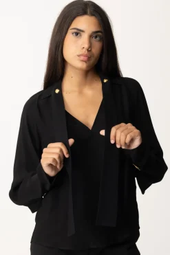 Elisabetta Franchi Blusa In Georgette con FoulardNERO