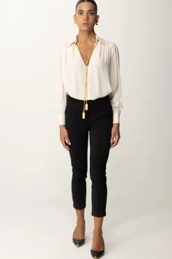 Elisabetta Franchi Blusa In Georgette con CollanaLATTICE