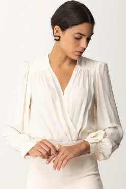 Elisabetta Franchi Body a Incrocio con Ricamo Sulle SpalleBURRO