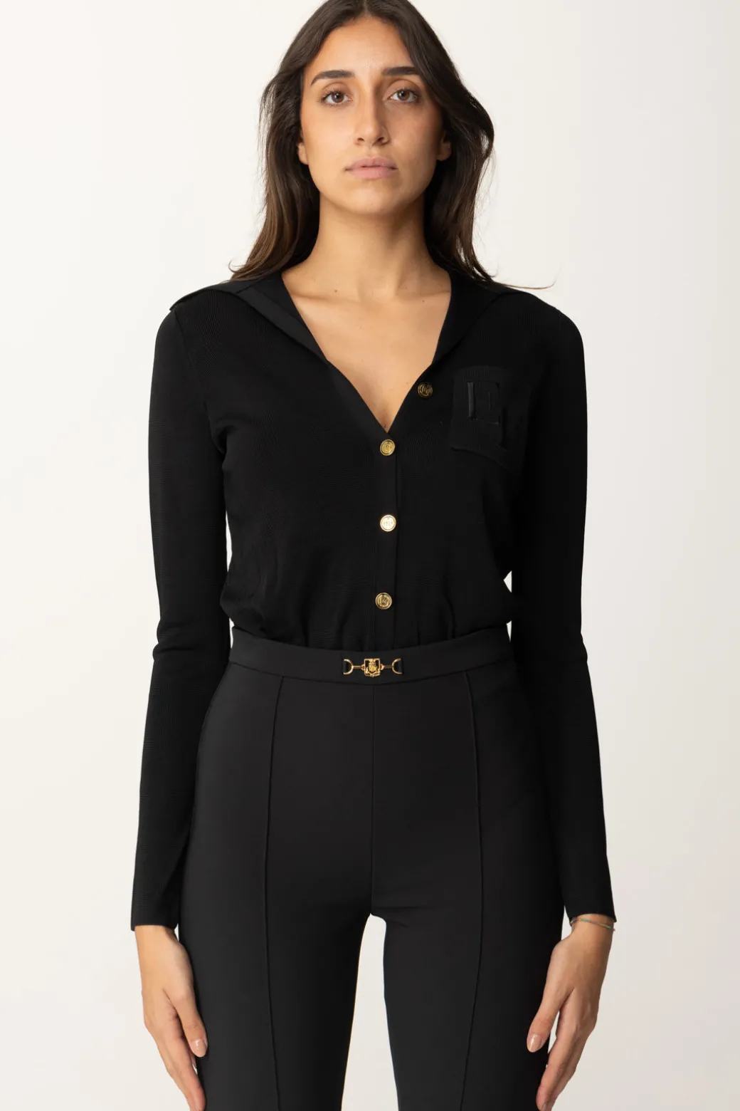 Elisabetta Franchi Body con Ricamo LogoNERO