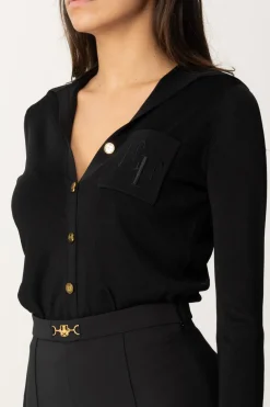 Elisabetta Franchi Body con Ricamo LogoNERO