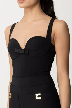 Elisabetta Franchi Body con Fiocco In RasoNERO