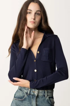 Elisabetta Franchi Body con Ricamo LogoNAVY