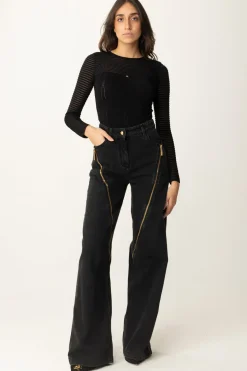 Elisabetta Franchi Body con Motivo ChevronNERO