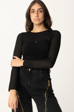 Elisabetta Franchi Body con Motivo ChevronNERO