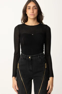 Elisabetta Franchi Body con Motivo ChevronNERO