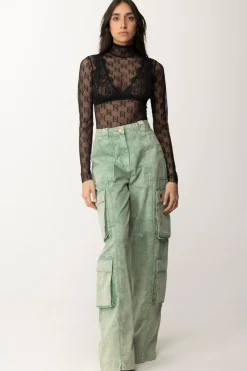 Elisabetta Franchi Body In Tulle LogatoNERO