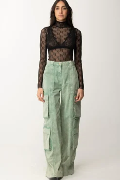 Elisabetta Franchi Body In Tulle LogatoNERO