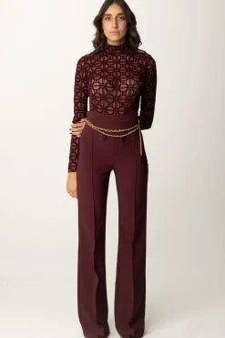 Elisabetta Franchi Body In Tulle con Stampa FlockROUGE NOIR