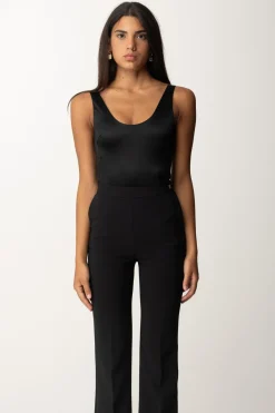 Elisabetta Franchi Body In Lycra con Bande LogateNERO