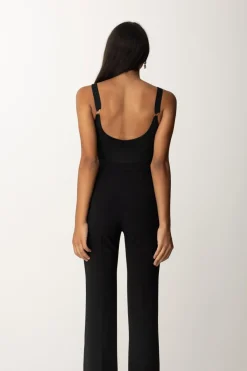 Elisabetta Franchi Body In Lycra con Bande LogateNERO