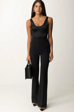 Elisabetta Franchi Body In Lycra con Bande LogateNERO