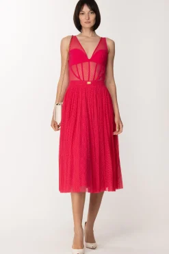 Elisabetta Franchi Body In Tulle Effetto BustierFUXIA