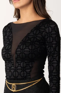 Elisabetta Franchi Body In Tulle e LycraNERO