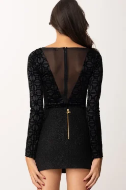 Elisabetta Franchi Body In Tulle e LycraNERO