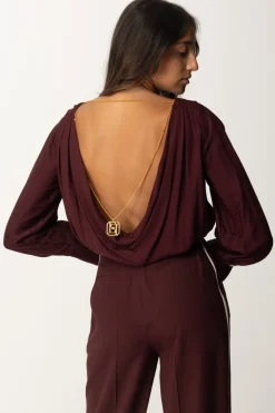 Elisabetta Franchi Body In Raso Jacquard con CollanaROUGE NOIR