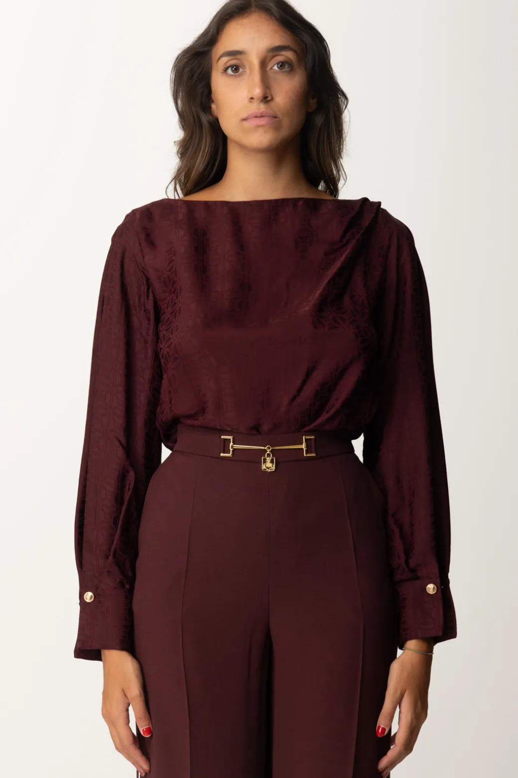 Elisabetta Franchi Body In Raso Jacquard con CollanaROUGE NOIR