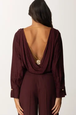 Elisabetta Franchi Body In Raso Jacquard con CollanaROUGE NOIR