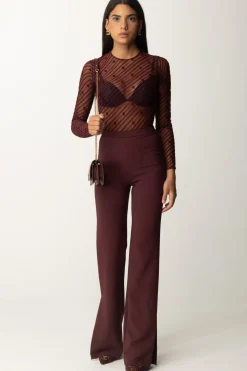 Elisabetta Franchi Body In Tulle Stampa FlockROUGE NOIR