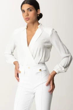 Elisabetta Franchi Body Scollo a Incrocio In GeorgetteAVORIO