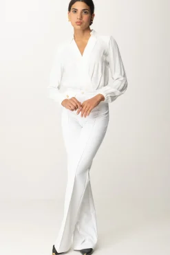 Elisabetta Franchi Body Scollo a Incrocio In GeorgetteAVORIO