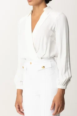 Elisabetta Franchi Body Scollo a Incrocio In GeorgetteAVORIO