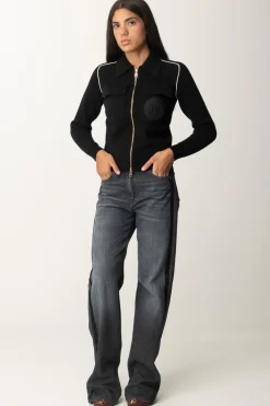 Elisabetta Franchi Bomber In Viscosa con Patch LogoNERO/BURRO