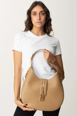 Elisabetta Franchi Borsa Hobo Grande Pelle con ZipCAMEL