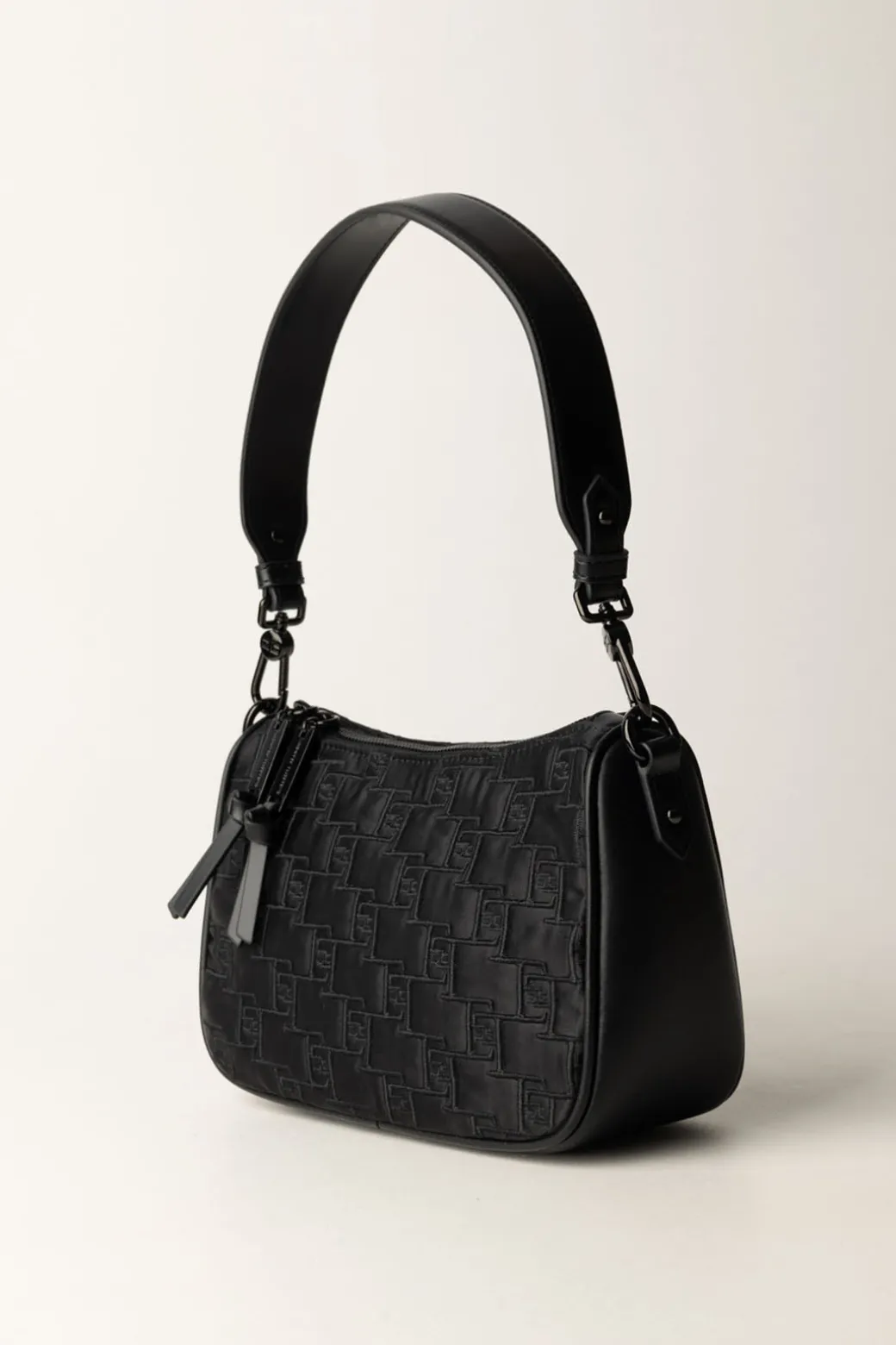 Elisabetta Franchi Borsa a Spalla Piccola In Raso RicamatoNERO