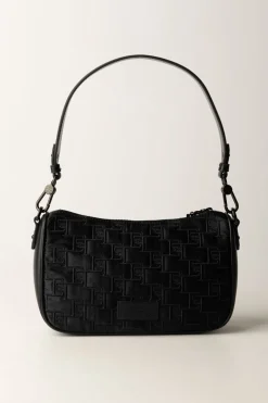 Elisabetta Franchi Borsa a Spalla Piccola In Raso RicamatoNERO