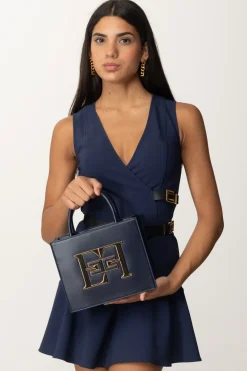 Elisabetta Franchi Borsa a Mano Piccola con LogoNAVY