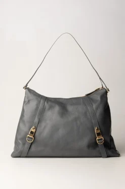 Elisabetta Franchi Borsa Hobo In Nappa LucidaSTEEL