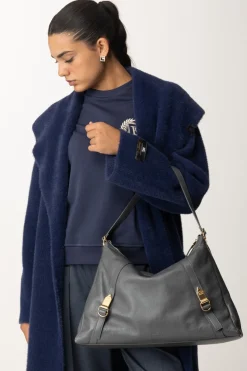 Elisabetta Franchi Borsa Hobo In Nappa LucidaSTEEL