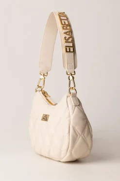 Elisabetta Franchi Borsa Hobo In Tessuto Embossed con LetteringLATTICE