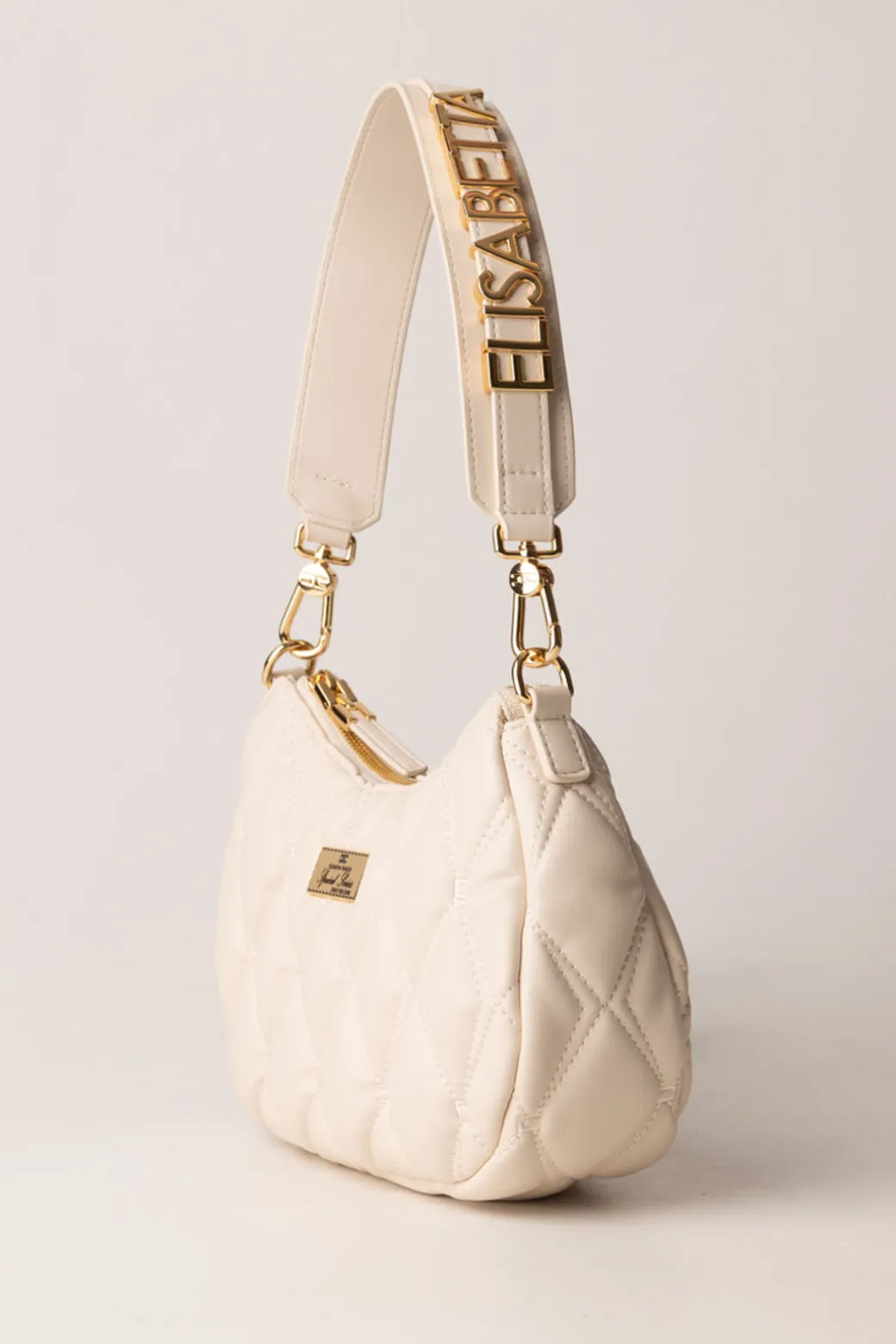Elisabetta Franchi Borsa Hobo In Tessuto Embossed con LetteringLATTICE