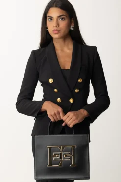 Elisabetta Franchi Borsa a Mano Media con LogoNERO